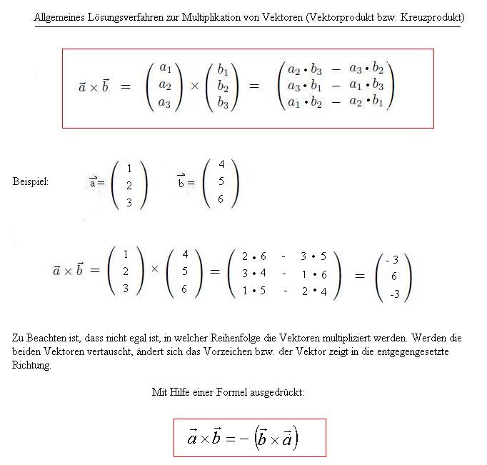 Lösungsverfahren für die Multiplikation von Vektoren